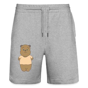 teddy bear - Stanley/Stella Trainer Unisex Organic Jogging Shorts - heather grey - Front - Nik (191cm) & Marisol (170cm)
