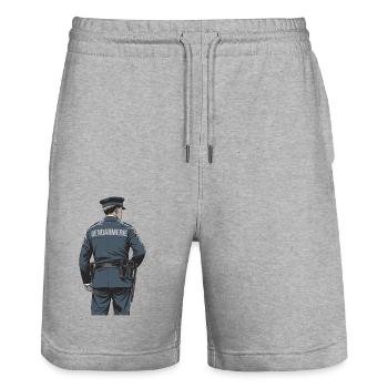 Gendarmerie - Short de jogging bio TRAINER Stanley/Stella unisexe - gris chiné - Devant - Nik (191cm) & Marisol (170cm)