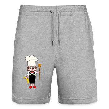 Monkey Bananas Kitchen Cooking Hobby Chef Monkey - Stanley/Stella Trainer Unisex Organic Jogging Shorts - heather grey - Front - Nik (191cm) & Marisol (170cm)