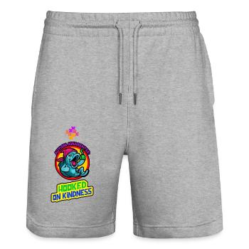 Autism Awareness Hooked on Kindness - Stanley/Stella Trainer Unisex Organic Jogging Shorts - heather grey - Front - Nik (191cm) & Marisol (170cm)