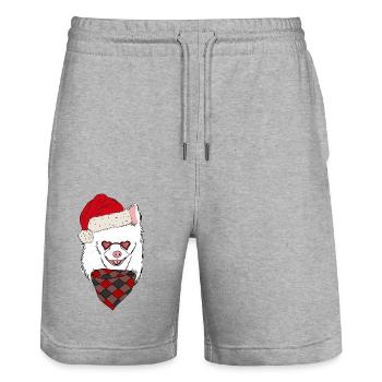 Chapeau de Noël Chihuahua Blanc Noël - Short de jogging bio TRAINER Stanley/Stella unisexe - gris chiné - Devant - Nik (191cm) & Marisol (170cm)
