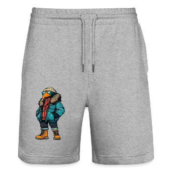 Harpy Bird Fashion Winter - Stanley/Stella Trainer Unisex Organic Jogging Shorts - heather grey - Front - Nik (191cm) & Marisol (170cm)