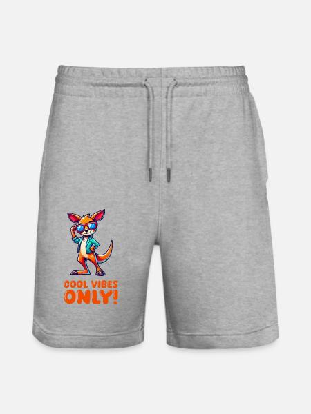 Kangaroo Comic Sunglasses - Stanley/Stella Trainer Unisex Organic Jogging Shorts - heather grey