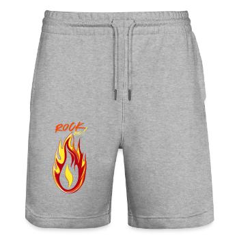 Rock on Feuer & Flamme - Stanley/Stella Unisex Bio Joggingshorts Trainer  - Grau meliert - Vorne - Nik (191cm) & Marisol (170cm)