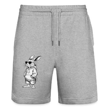 Cooler Osterhase Häschen Frohe Ostern Geschenk - Stanley/Stella Unisex Bio Joggingshorts Trainer  - Grau meliert - Vorne - Nik (191cm) & Marisol (170cm)