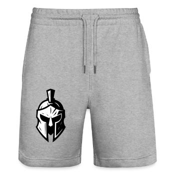 Spartan Gladiator Helmet Icon - Stanley/Stella Trainer Unisex Organic Jogging Shorts - heather grey - Front - Nik (191cm) & Marisol (170cm)