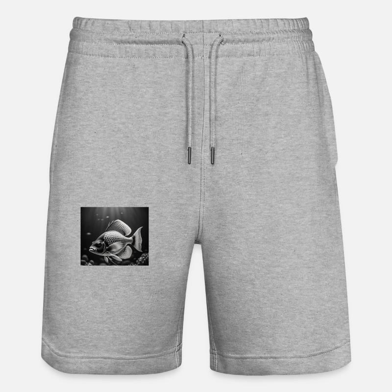 Poisson fish noir - Short de jogging bio TRAINER Stanley/Stella unisexe - gris chiné