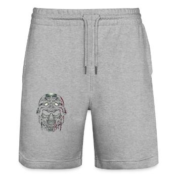 Pilotenschädel Pilot - Stanley/Stella Unisex Bio Joggingshorts Trainer  - Grau meliert - Vorne - Nik (191cm) & Marisol (170cm)