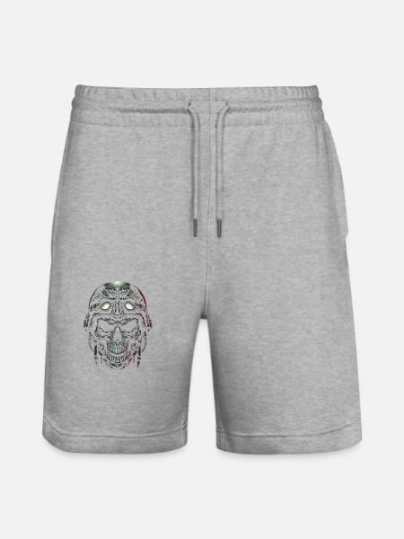 Aviator Skull Pilot - Stanley/Stella Trainer Unisex Organic Jogging Shorts - heather grey