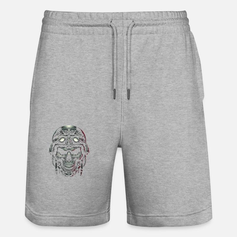 Aviator Skull Pilot - Stanley/Stella Trainer Unisex Organic Jogging Shorts - heather grey