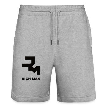 rich man - Short de jogging bio TRAINER Stanley/Stella unisexe - gris chiné - Devant - Nik (191cm) & Marisol (170cm)