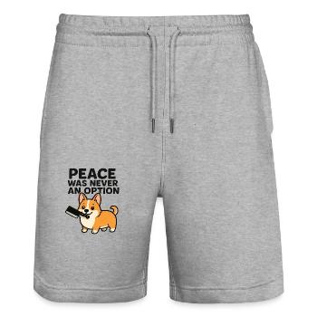 Peace Was Never an Option (Corgi) - Stanley/Stella Unisex Bio Joggingshorts Trainer  - Grau meliert - Vorne - Nik (191cm) & Marisol (170cm)