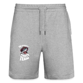 Fête Équipe Requin Légendaire Drôle Anniversaire - Short de jogging bio TRAINER Stanley/Stella unisexe - gris chiné - Devant - Nik (191cm) & Marisol (170cm)