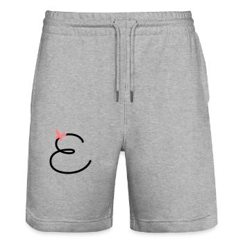 Buchstabe E Schmetterlingsbuchstabe - Stanley/Stella Unisex Bio Joggingshorts Trainer  - Grau meliert - Vorne - Nik (191cm) & Marisol (170cm)