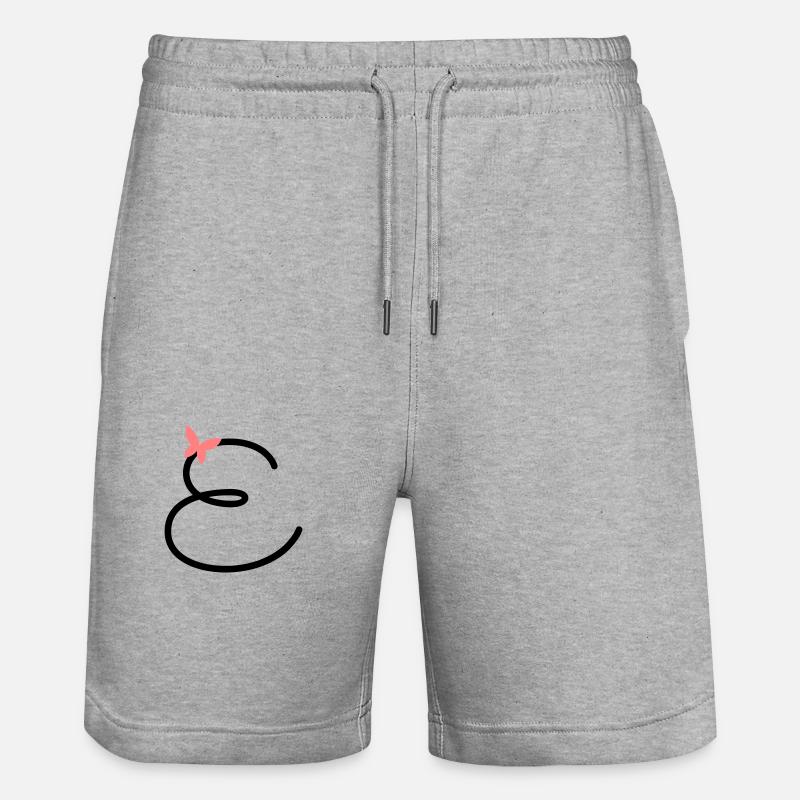 Buchstabe E Schmetterlingsbuchstabe - Stanley/Stella Unisex Bio Joggingshorts Trainer  - Grau meliert
