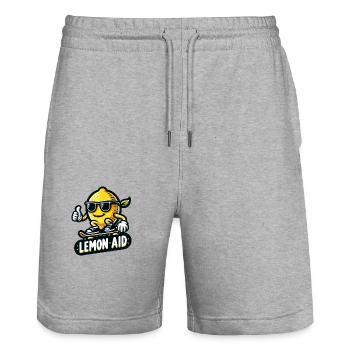 Lemon Aid - Stanley/Stella Trainer Unisex Organic Jogging Shorts - heather grey - Front - Nik (191cm) & Marisol (170cm)