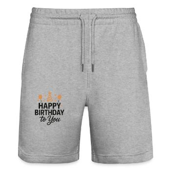 file 00000000dee86246a862420e5d260e69 - Stanley/Stella Unisex Bio Joggingshorts Trainer  - Grau meliert - Vorne - Nik (191cm) & Marisol (170cm)