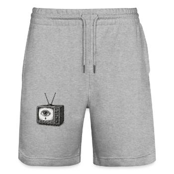 La larme cathodique - Short de jogging bio TRAINER Stanley/Stella unisexe - gris chiné - Devant - Nik (191cm) & Marisol (170cm)