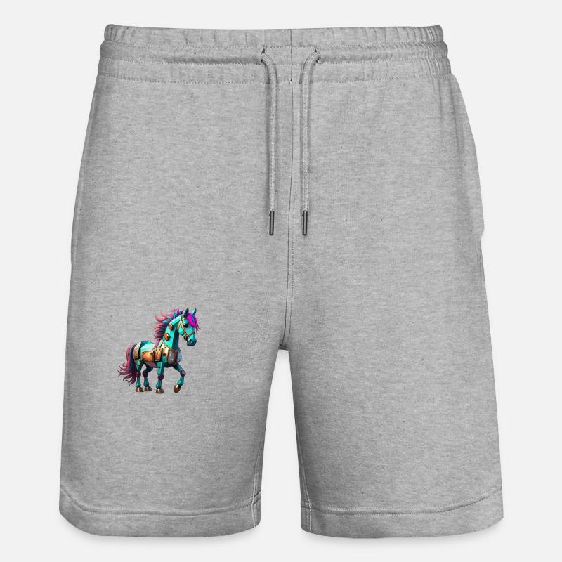 Roboter Pferd - Stanley/Stella Unisex Bio Joggingshorts Trainer  - Grau meliert