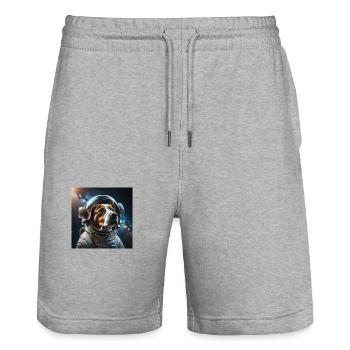 Astronauten Hund, Weltraum, Raumfahrt, Mond, Welta - Stanley/Stella Unisex Bio Joggingshorts Trainer  - Grau meliert - Vorne - Nik (191cm) & Marisol (170cm)