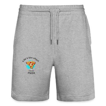 Life´s too short for bad Pizza - Stanley/Stella Unisex Bio Joggingshorts Trainer  - Grau meliert - Vorne - Nik (191cm) & Marisol (170cm)