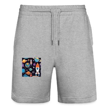 Space is close - Stanley/Stella Unisex Bio Joggingshorts Trainer  - Grau meliert - Vorne - Nik (191cm) & Marisol (170cm)