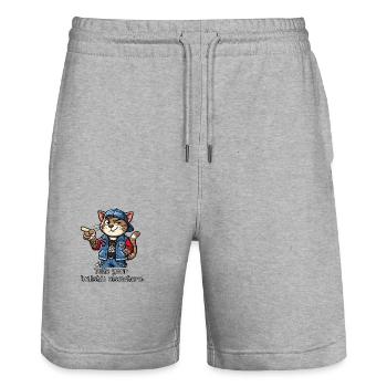 Bring deinen Bullshit woanders hin! - Stanley/Stella Unisex Bio Joggingshorts Trainer  - Grau meliert - Vorne - Nik (191cm) & Marisol (170cm)