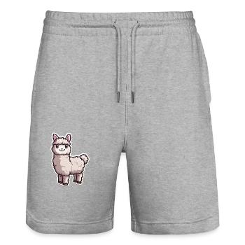 Alpaka Lama für Alpakaliebhaber - Stanley/Stella Unisex Bio Joggingshorts Trainer  - Grau meliert - Vorne - Nik (191cm) & Marisol (170cm)