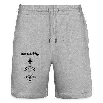 Urlaub , Reisesüchtig - Stanley/Stella Unisex Bio Joggingshorts Trainer  - Grau meliert - Vorne - Nik (191cm) & Marisol (170cm)
