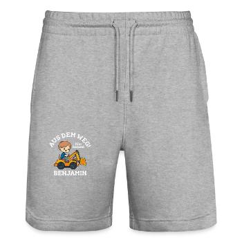 Benjamin Vorname Bagger - Stanley/Stella Unisex Bio Joggingshorts Trainer  - Grau meliert - Vorne - Nik (191cm) & Marisol (170cm)