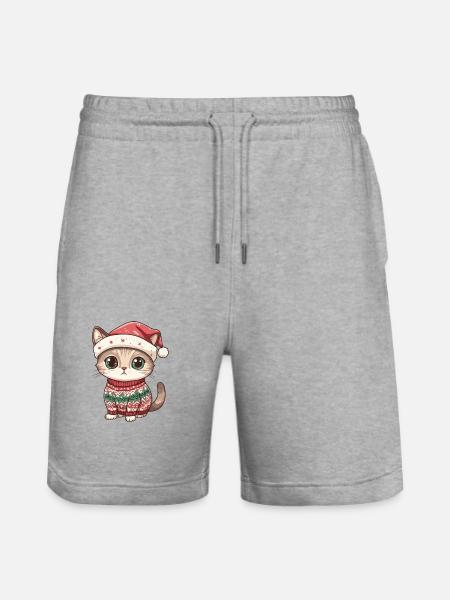 Cat Christmas Comic - Stanley/Stella Trainer Unisex Organic Jogging Shorts - heather grey