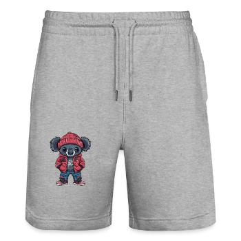 Koala Funny Winter - Short de jogging bio TRAINER Stanley/Stella unisexe - gris chiné - Devant - Nik (191cm) & Marisol (170cm)