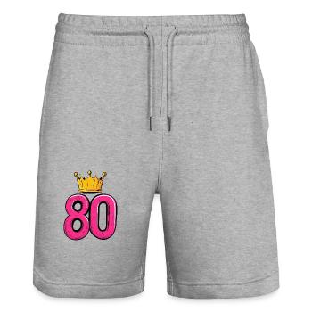 80 Zahl Krone - Stanley/Stella Unisex Bio Joggingshorts Trainer  - Grau meliert - Vorne - Nik (191cm) & Marisol (170cm)