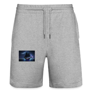 Sailing ship under mystical sky - Stanley/Stella Trainer Unisex Organic Jogging Shorts - heather grey - Front - Nik (191cm) & Marisol (170cm)