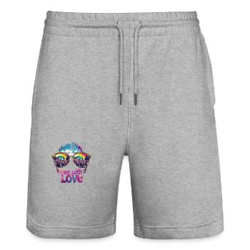 See With Love Vibrant Pride Design - Stanley/Stella Unisex Bio Joggingshorts Trainer  - Grau meliert - Vorne - Nik (191cm) & Marisol (170cm)