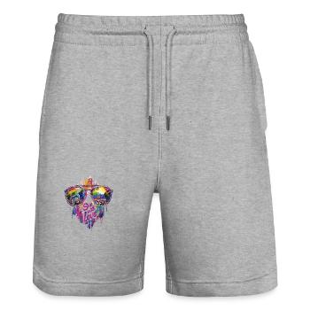 See With Love Vibrant Equality Design - Stanley/Stella Unisex Bio Joggingshorts Trainer  - Grau meliert - Vorne - Nik (191cm) & Marisol (170cm)