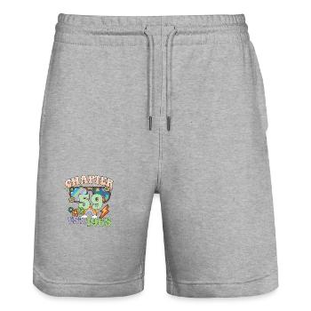 Tournant 59 59e anniversaire rétro thème signe de paix - Short de jogging bio TRAINER Stanley/Stella unisexe - gris chiné - Devant - Nik (191cm) & Marisol (170cm)