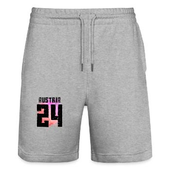 Österreich 24 Trikot 2024 Bunt Austria - Stanley/Stella Unisex Bio Joggingshorts Trainer  - Grau meliert - Vorne - Nik (191cm) & Marisol (170cm)