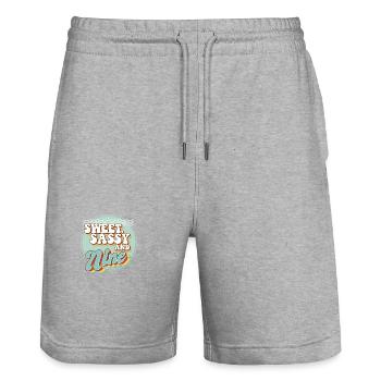 Sweet Sassy and 9 9th Birthday Party Celebrant - Stanley/Stella Unisex Bio Joggingshorts Trainer  - Grau meliert - Vorne - Nik (191cm) & Marisol (170cm)