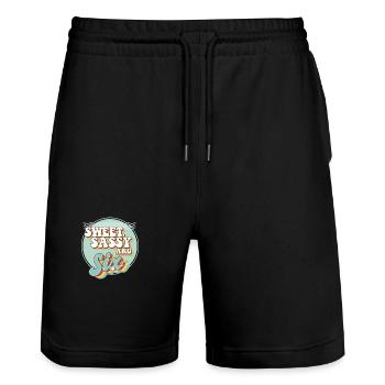 Sweet Sassy and 6 6th Birthday Party Celebrant - Stanley/Stella Unisex Bio Joggingshorts Trainer  - Schwarz - Vorne - Nik (191cm) & Marisol (170cm)