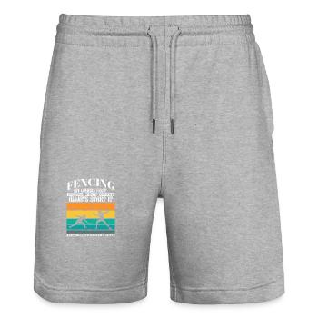 Drôle Escrime Athlète Entraîneur Sports De Combat Épée - Short de jogging bio TRAINER Stanley/Stella unisexe - gris chiné - Devant - Nik (191cm) & Marisol (170cm)