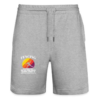 Drôle Escrime Athlète Entraîneur Épée Combat Combat - Short de jogging bio TRAINER Stanley/Stella unisexe - gris chiné - Devant - Nik (191cm) & Marisol (170cm)