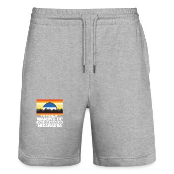 Im Tired of Waking Up and Not Being In Nicaragua - Stanley/Stella Trainer Unisex Organic Jogging Shorts - heather grey - Front - Nik (191cm) & Marisol (170cm)