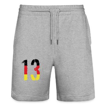 Maillot 13 numéros Allemagne - Short de jogging bio TRAINER Stanley/Stella unisexe - gris chiné - Devant - Nik (191cm) & Marisol (170cm)