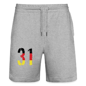 Maillot 31 Numéro Allemagne - Short de jogging bio TRAINER Stanley/Stella unisexe - gris chiné - Devant - Nik (191cm) & Marisol (170cm)
