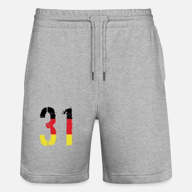 Maillot 31 Numéro Allemagne - Short de jogging bio TRAINER Stanley/Stella unisexe - gris chiné