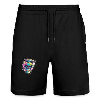 Techno Skull Party Coiffure - Short de jogging bio TRAINER Stanley/Stella unisexe - noir - Devant - Nik (191cm) & Marisol (170cm)