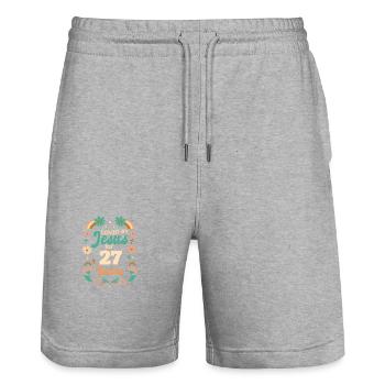 Loved By Jesus For 27 Years 27th Birthday - Stanley/Stella Trainer Unisex Organic Jogging Shorts - heather grey - Front - Nik (191cm) & Marisol (170cm)