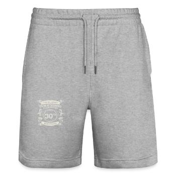 Too Bless To Be Stressed 30th Birthday Turning - Stanley/Stella Trainer Unisex Organic Jogging Shorts - heather grey - Front - Nik (191cm) & Marisol (170cm)