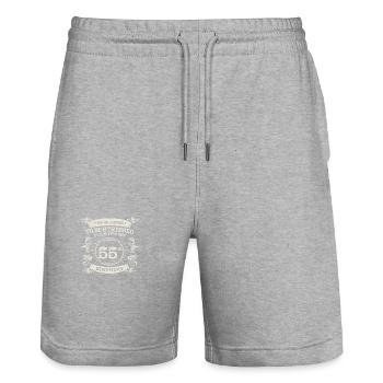 Too Bless To Be Stressed 55th Birthday Turning 55 - Stanley/Stella Trainer Unisex Organic Jogging Shorts - heather grey - Front - Nik (191cm) & Marisol (170cm)